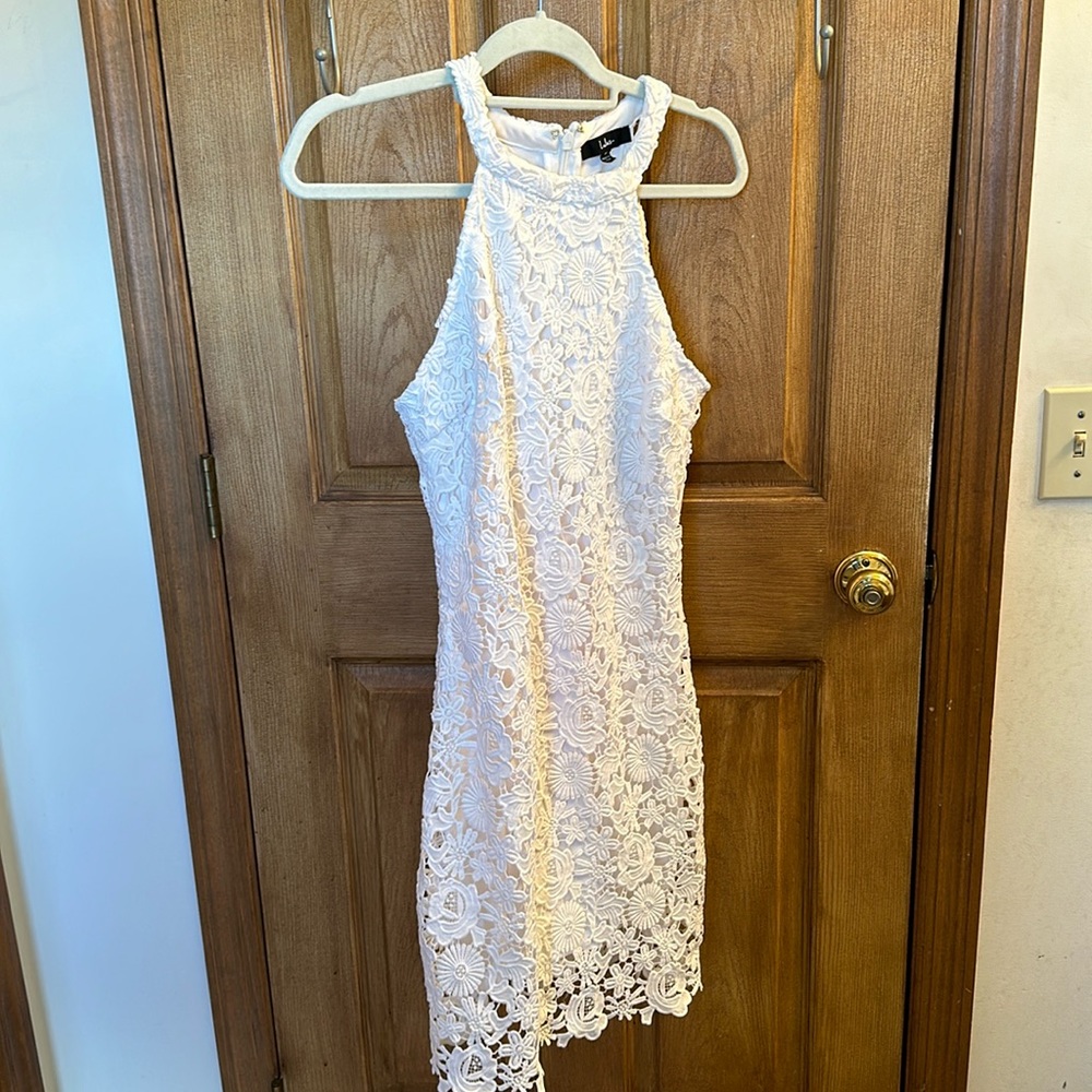 White Lulus Lace Halter Dress